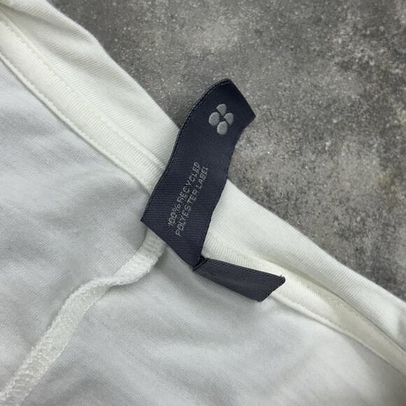 Sweaty Betty London Size Medium Wrap Front Long Sleeve Off White Tee Shirt Crop - Picture 8 of 10